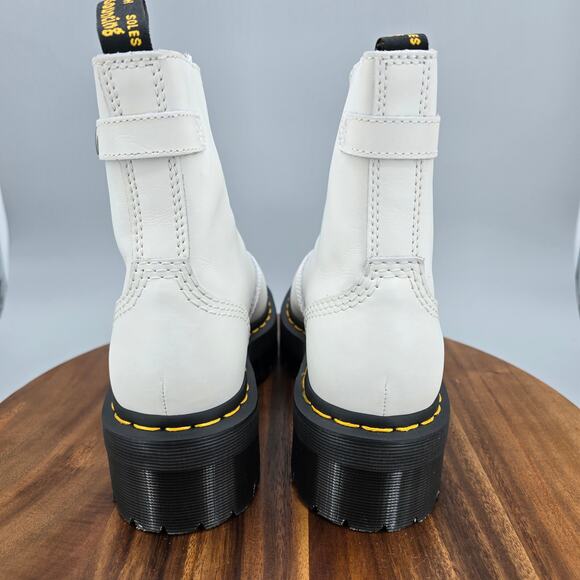 Dr Martens Jetta Boots Women's 8 White Leather Front Zip Platform Ankle - Picture 5 of 12